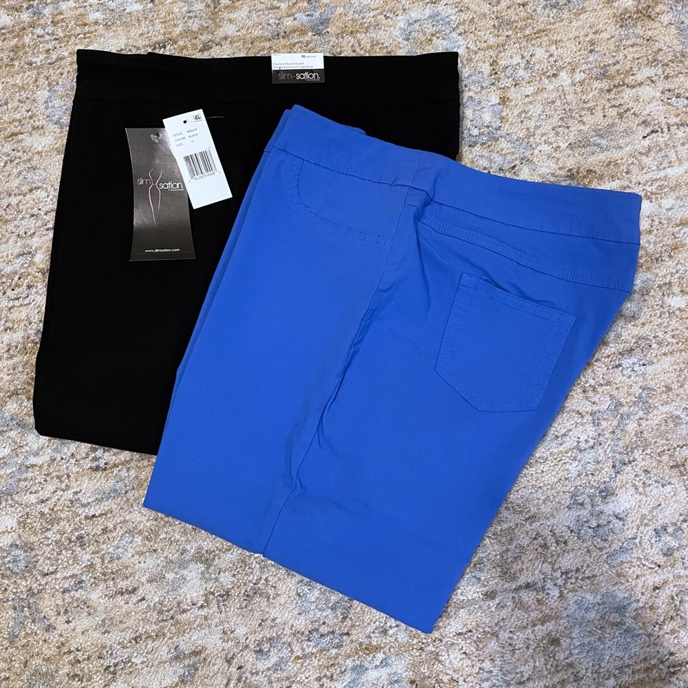 LOT of 2 Slim-Sation by Multiples Capris Black & Blue Sz 16 - Picture 2 of 15